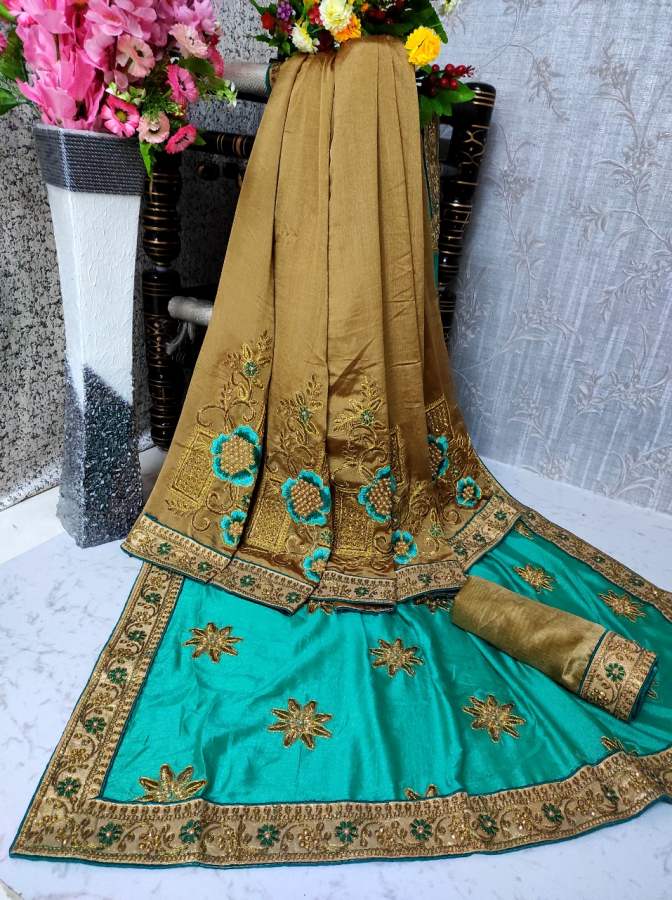 Raja Rani Designer Vichitra Silk Saree with Bangalori Silk Bouse and  Embroidery Lace Border Work Saree Collections